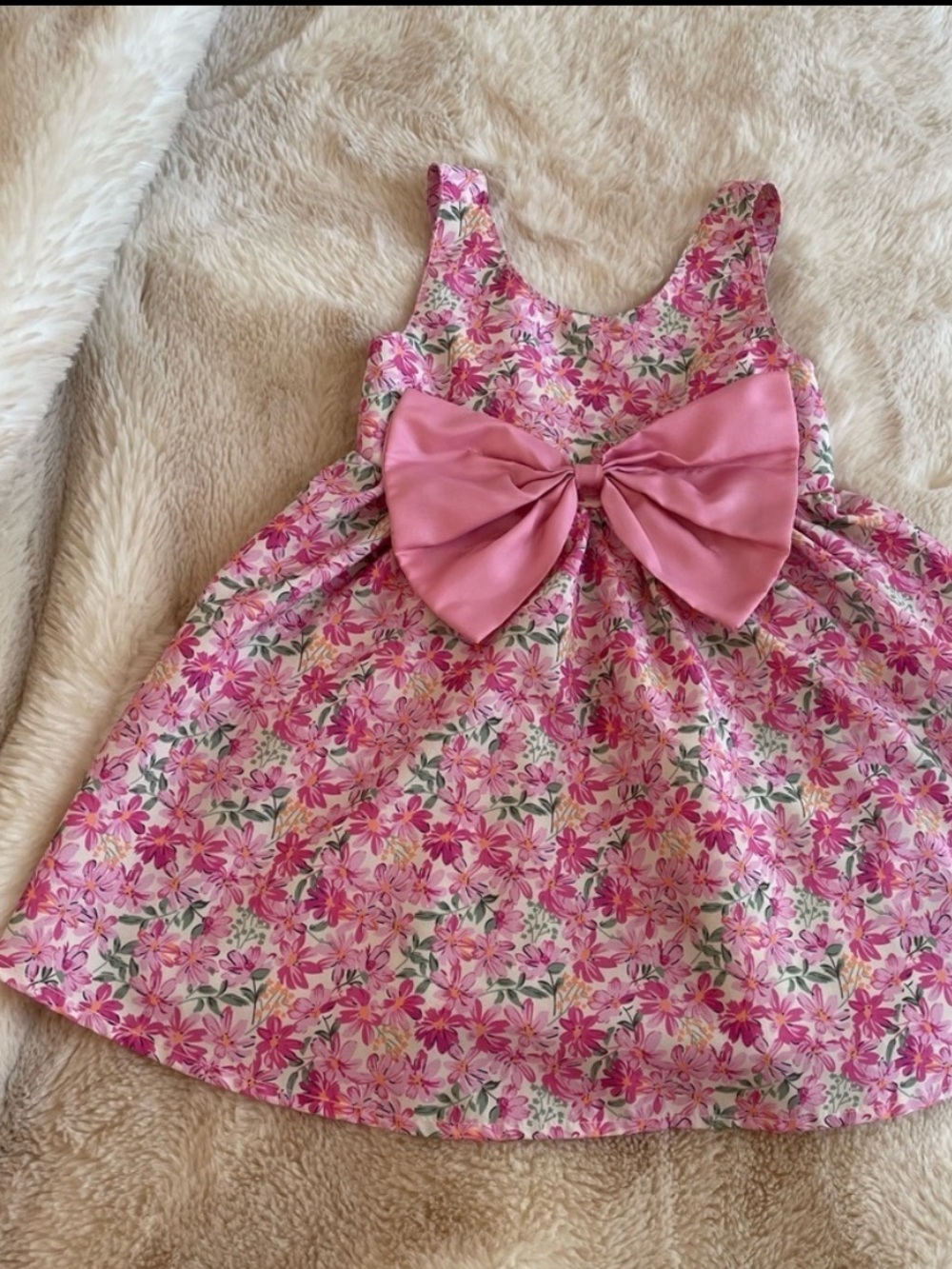 Pink Floral Bow Girls' Dress